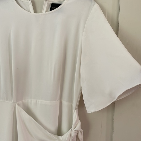 Do+Be White Faux Wrap Tie Waist Flutter Sleeve Dress - Picture 7 of 11